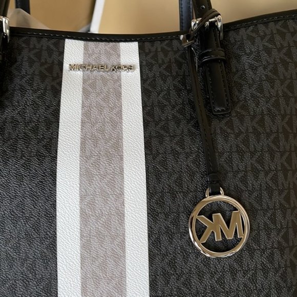 Michael Kors Jet Set Travel Medium Carryall Tote Black Multi - Picture 8 of 14